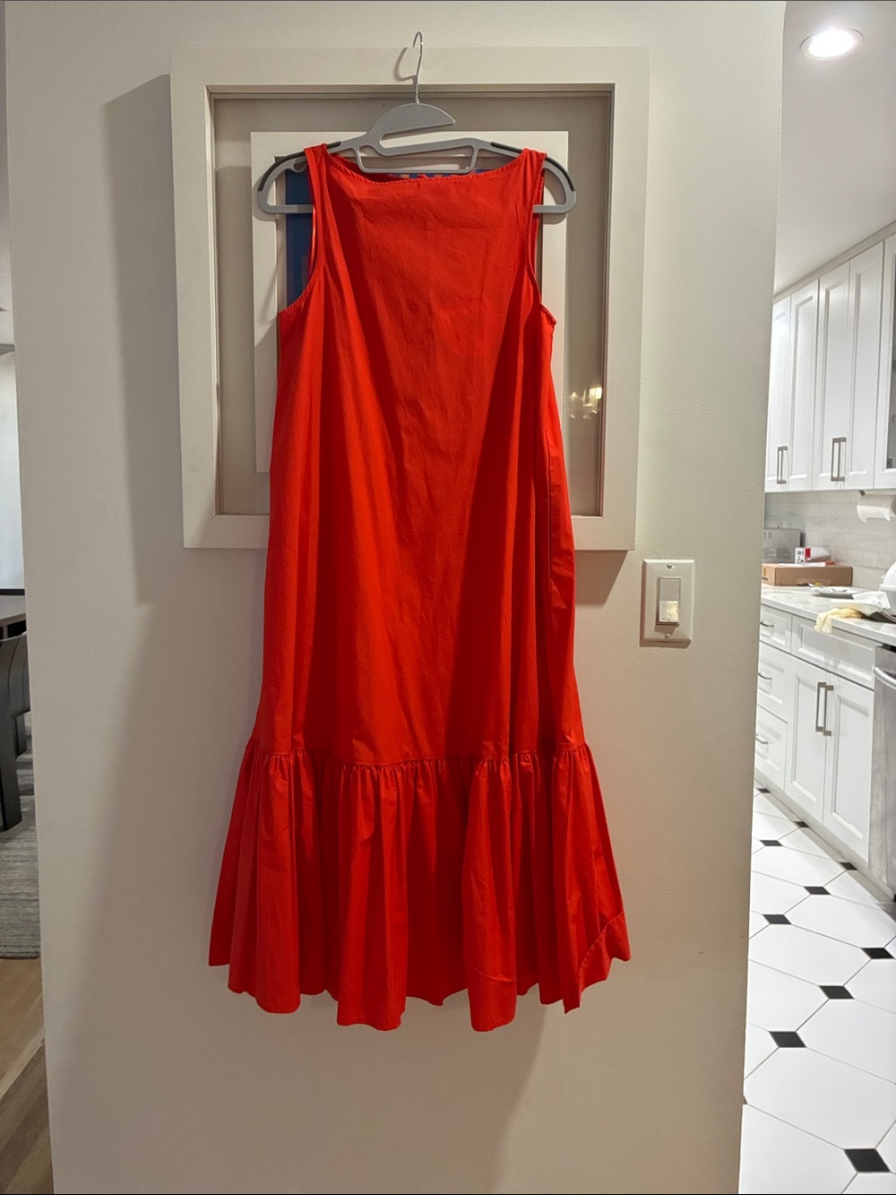 Christopher John Rogers Sleeveless Red Ruffled Hem Skirt